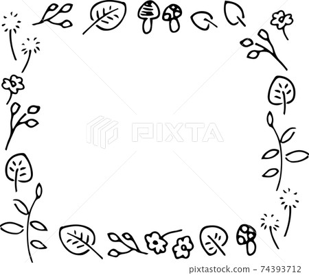 Rough handwritten plant frame (square / monochrome) 74393712