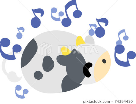 Illustration of a cow singing a song like a stuffed animal Illustration of a cow singing a song like a stuffed animal 74394450