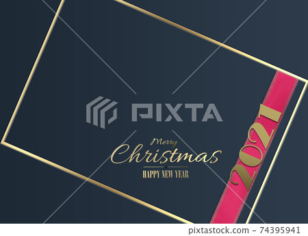 Luxury elegant golden Xmas ornament over blue 74395941