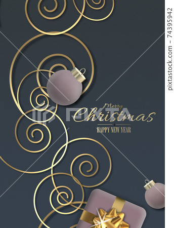 Modern Merry Christmas and Happy New Year background 74395942