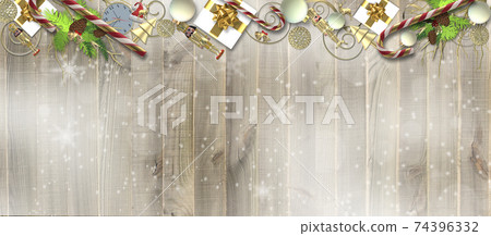 Christmas banner with 3D Xmas decorations - Stock Illustration ...