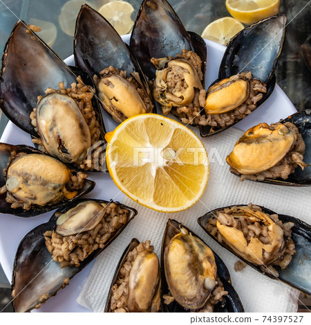Delicious tasty street food at a Turkish harbour Delicious tasty street food at a Turkish harbour 74397527