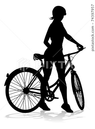 Bike and Bicyclist Silhouette 74397957