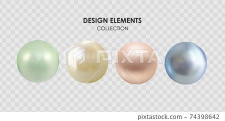 Realistic 3D Pearl collection set isolated on transparent background. Vector Illustration EPS10 Realistic 3D Pearl collection set isolated on transparent background. Vector Illustration EPS10 74398642