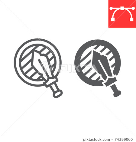 RPG game line and glyph icon, video games and battle, sword with shield sign vector graphics, editable stroke linear icon, eps 10. 74399060