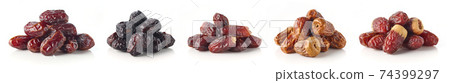 Mixed dates on white background Mixed dates on white background 74399297