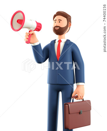 3D illustration of cartoon bearded standing man... - Stock Illustration  [74400156] - PIXTA