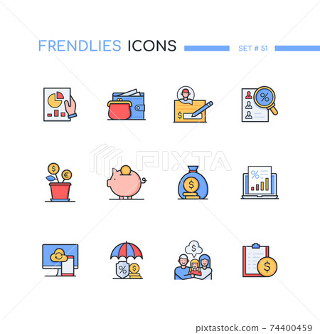 Budget - modern line design style icons set Budget - modern line design style icons set 74400459