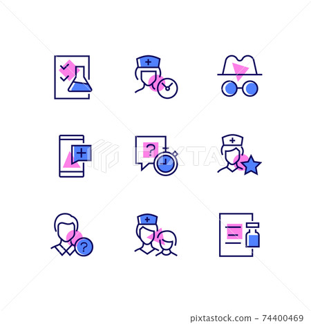 Digital medicine - line design style icons set - Stock Illustration ...
