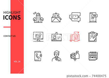 Contact us - line design style icons set - Stock Illustration [74400475 ...
