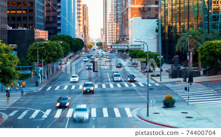View of Downtown Los Angeles traffic 74400704