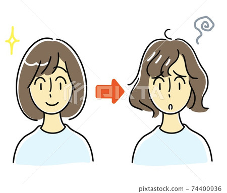 A woman suffering from natural perm and curly hair 74400936