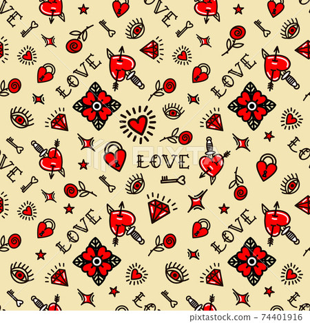 Valentine Wrapping Paper Love Pattern Stock Illustration