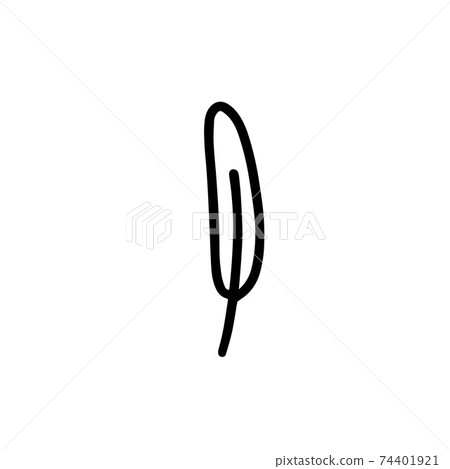 Bird's feather isolated on a white background. Hand-drawn vector illustration in the doodle style Bird's feather isolated on a white background. Hand-drawn vector illustration in the doodle style 74401921