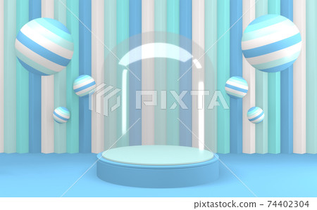 Cyan blue podium minimal design product scene. 3d rendering Cyan blue podium minimal design product scene. 3d rendering 74402304