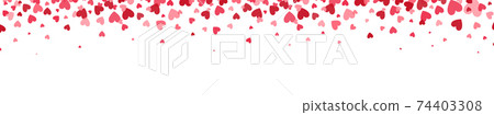 Celebration backdrop with heart confetti. Bright hearts confetti falling on white background. Valentines Day design elements for greeting cards, wedding invitation, gift packages. Vector illustration Celebration backdrop with heart confetti. Bright hearts confetti falling on white background. Valentines Day design elements for greeting cards, wedding invitation, gift packages. Vector illustration 74403308