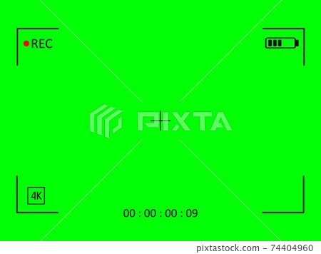 Green screen camera with video shooting parameters. Chroma key with viewfinder cross and resoluton photo quiality indicators. Green screen camera with video shooting parameters. Chroma key with viewfinder cross and resoluton photo quiality indicators. 74404960