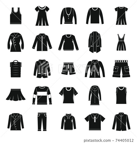 Clothes icons set in silhouette style 74405012