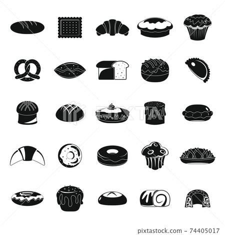 Bakery products black icons set Bakery products black icons set 74405017