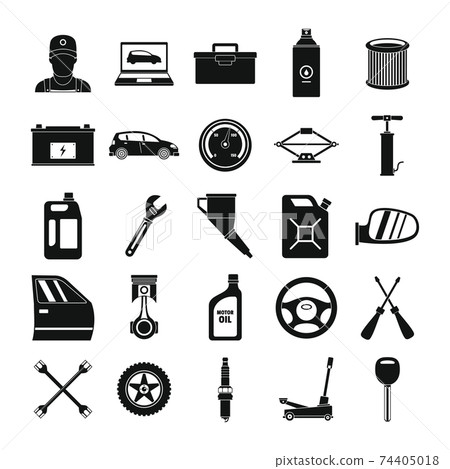 Auto service set icons, silhouette style Auto service set icons, silhouette style 74405018