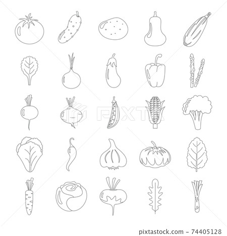 Vegetables thin line vector icons set .... - Stock Illustration ...