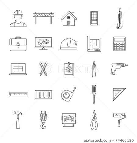 Architecture icon, outline style 74405130
