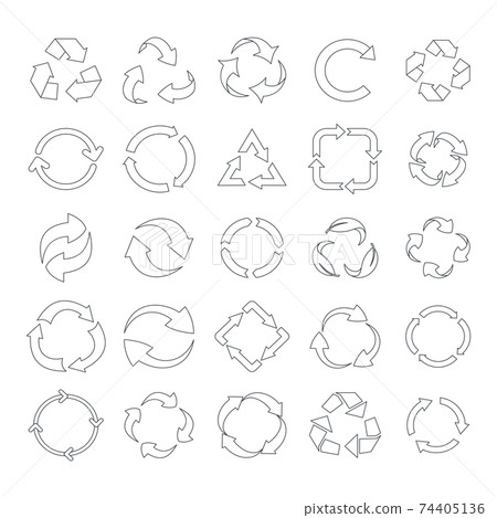 Recycle icons set, line style Recycle icons set, line style 74405136