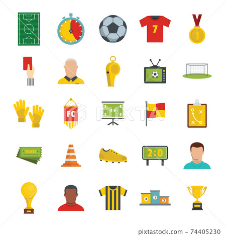 Soccer flat set vector illustration for design and web isolated on white background Soccer flat set vector illustration for design and web isolated on white background 74405230