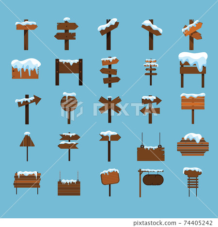 Cartoon wooden signs - Stock Illustration [74405242] - PIXTA