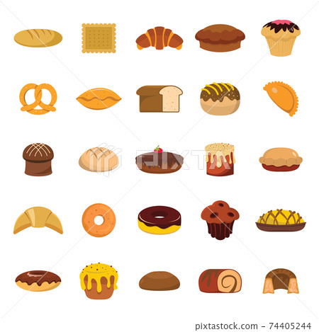 Bakery and pastry products icons set - Stock Illustration [74405244 ...