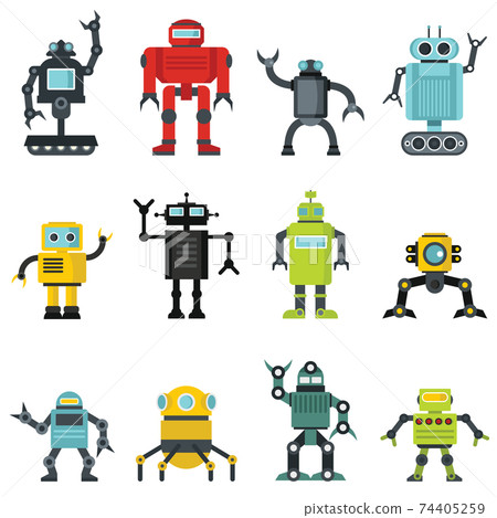 Robots set in cartoon flat design Robots set in cartoon flat design 74405259