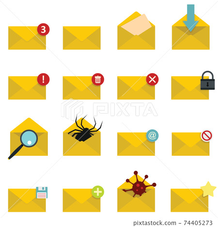 Letters mail set in flat style isolated on white background Letters mail set in flat style isolated on white background 74405273