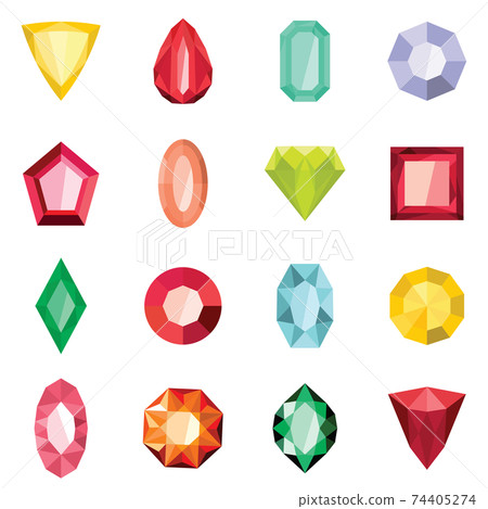 Jewels set in cartoon flat stile 74405274