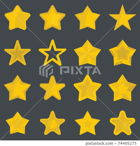 Set flat cartoon star icons 74405275
