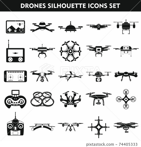 Set icons of drone isolated on white Set icons of drone isolated on white 74405333