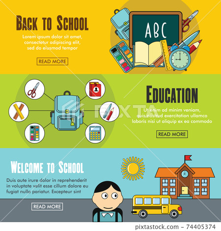 Set of three horizontal school banners with... - Stock Illustration ...