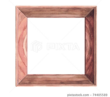 Wooden picture frame (watercolor illustration) 74405589