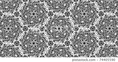Beautiful illustration of monochromatic symmetrical patterns and designs. Concept of home decor and interior designing 74405590