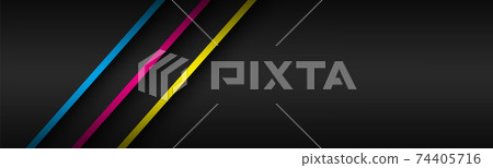 Black modern material header with overlapped layers and diagonal lines in cmyk colors Black modern material header with overlapped layers and diagonal lines in cmyk colors 74405716