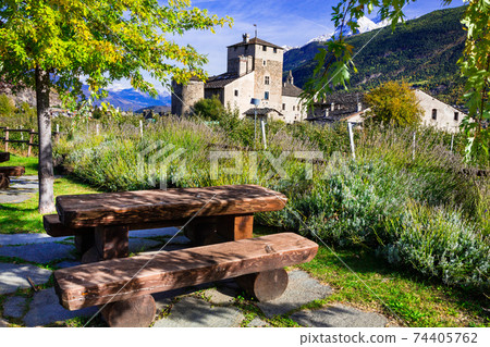 Italian castles. Valle d'aosta, castello Sarriod de La Tour Italian castles. Valle d'aosta, castello Sarriod de La Tour 74405762