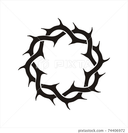 Crown of thorns. Black silhouette. Icon vector illustration isolated on white background 74406972