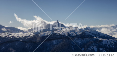 Beautiful Aerial View of Canadian Mountains 74407442