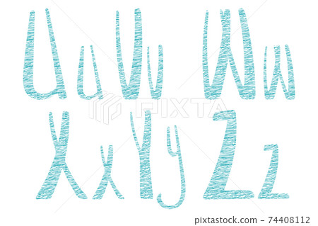 Latin hand drawn alphabet in sewing style Latin hand drawn alphabet in sewing style 74408112