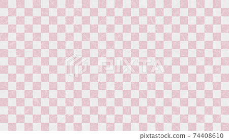 Japanese paper lattice pattern. Checkered pattern. Pink background 74408610