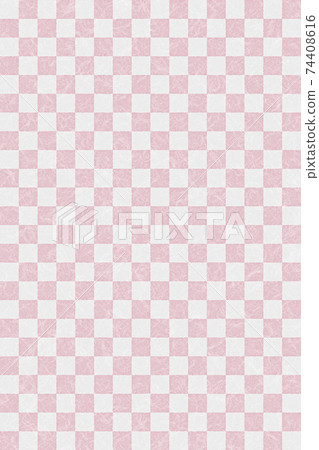 Japanese paper lattice pattern. Checkered pattern. Pink background Japanese paper lattice pattern. Checkered pattern. Pink background 74408616
