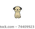 面對前方垂懸著耳朵的狗的插圖（顏色2） 74409923