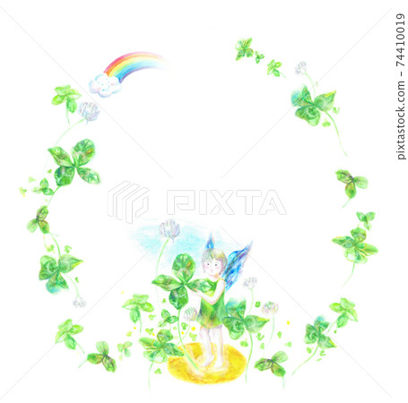 Four-leaf clover and fairy frame hand-painted 74410019