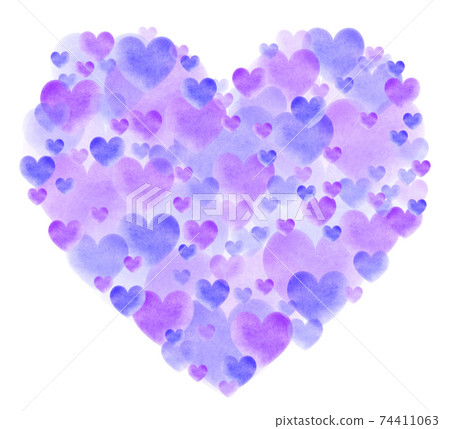 Heart material Heart made of watercolor purple heart like a flower Background white Other colors available 74411063