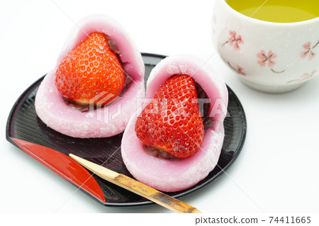 Strawberry Daifuku and tea Strawberry Daifuku and tea 74411665