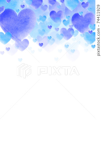 White Day Material Watercolor blue / purple Heart image that springs up Vertical background White Other colors available 74411929